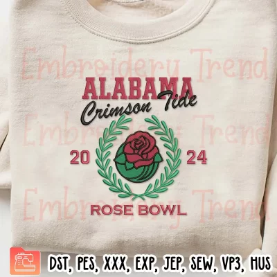 Alabama Crimson Tide Rose Bowl 2024 Embroidery Design, Football Flower Embroidery Digitizing Pes File