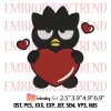 Chococat with Heart Embroidery Design, Valentine Sanrio Embroidery Digitizing Pes File