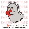 Cute Ghost Holding Heart Embroidery Design, Funny Ghost Valentine Embroidery Digitizing Pes File