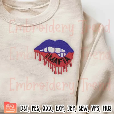 Buffalo Bills Dripping Lips Embroidery Design, NFL Football Embroidery Digitizing Pes File