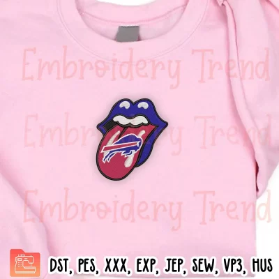 Buffalo Bills NFL Tongue Embroidery Design, NFL Buffalo Bills Lip Embroidery Digitizing Pes File