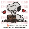 Dabbing Snoopy Valentine Embroidery Design, Snoopy Cartoon Embroidery Digitizing Pes File