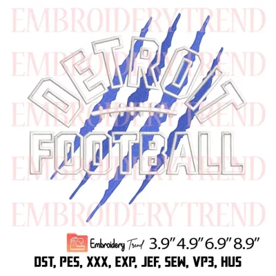 Detroit Football Scratches Embroidery Design, NFL Detroit Lions Embroidery Digitizing Pes File