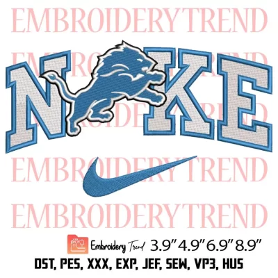 Detroit Lions x Nike Embroidery Design, NFL Football Logo Embroidery Digitizing Pes File