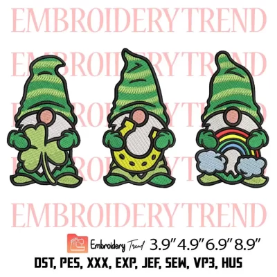 St Patricks Day Gnomes Embroidery Design, St Patricks Day Gift Embroidery Digitizing Pes File