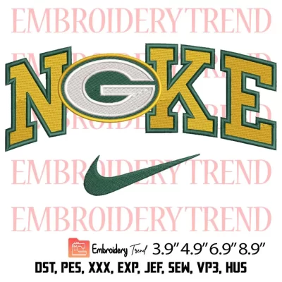 Green Bay Packers x Nike Embroidery Design, Logo Football NFL Embroidery Digitizing Pes File