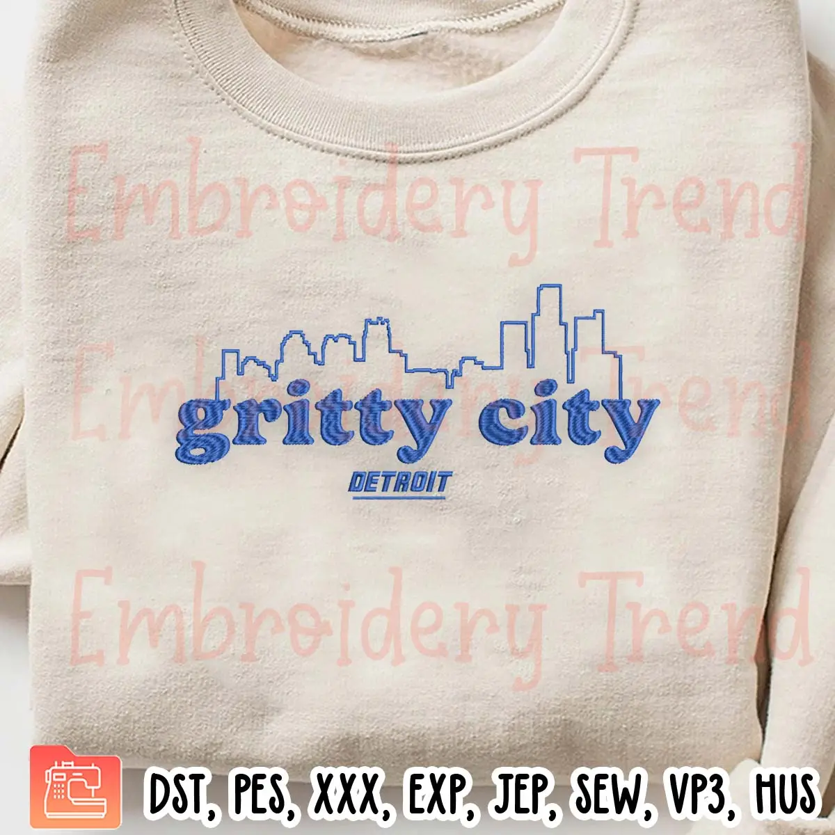 Gritty City Detroit Lions Embroidery Design, Detroit Football Embroidery Digitizing Pes File
