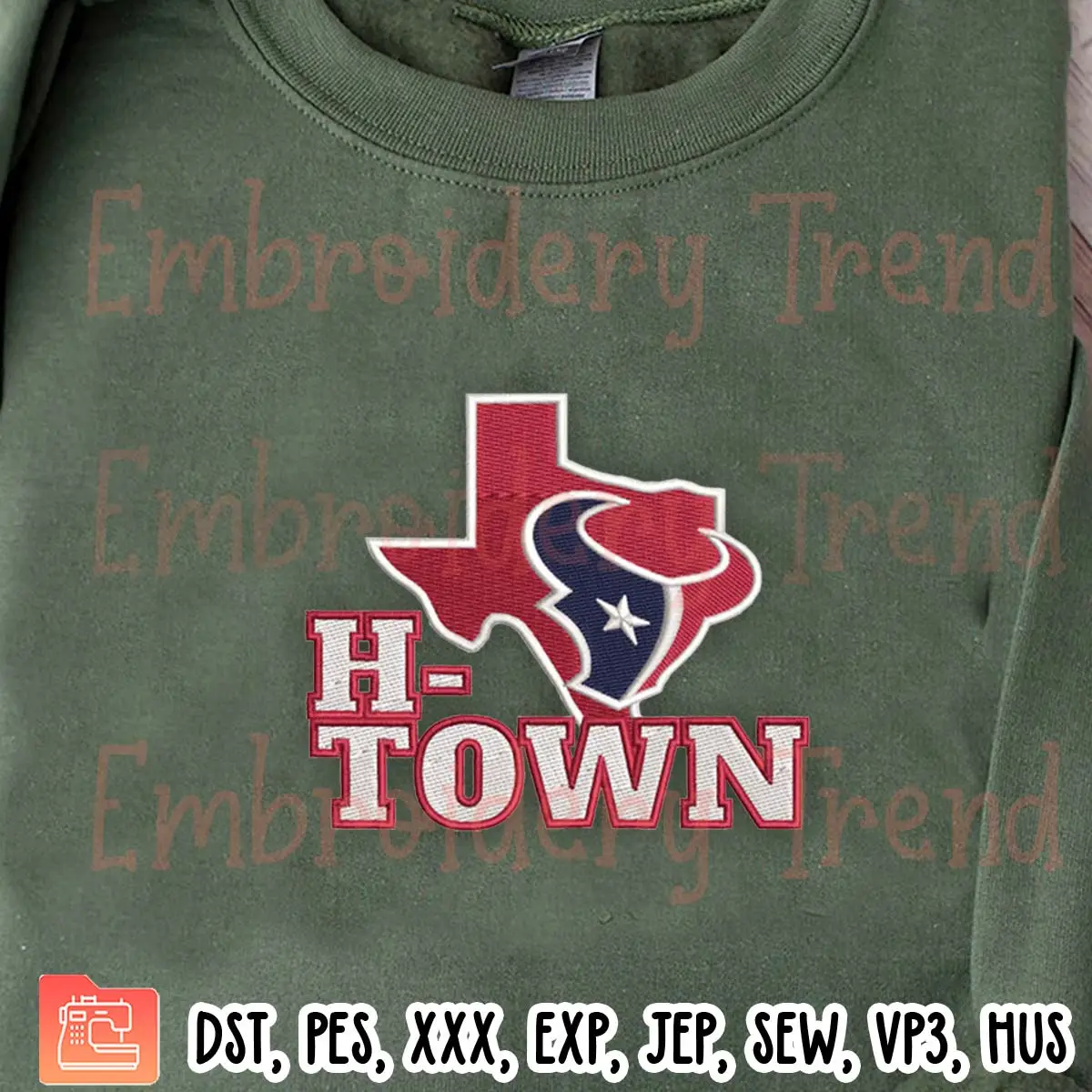 H Town Houston Texans Football Embroidery Design, Houston Texans Logo Embroidery Digitizing Pes File