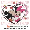 Mickey Kiss Minnie In Heart Embroidery Design, Disney Valentines Embroidery Digitizing Pes File