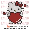 Keroppi with Heart Embroidery Design, Valentine Sanrio Embroidery Digitizing Pes File