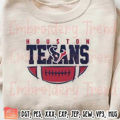Houston Texans Football Team Embroidery Design, NFL Houston Texans Embroidery Digitizing Pes File