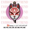 Sakura Sword with Kitsune Mask Embroidery Design, Japanese Kitsune MasK Embroidery Digitizing Pes File