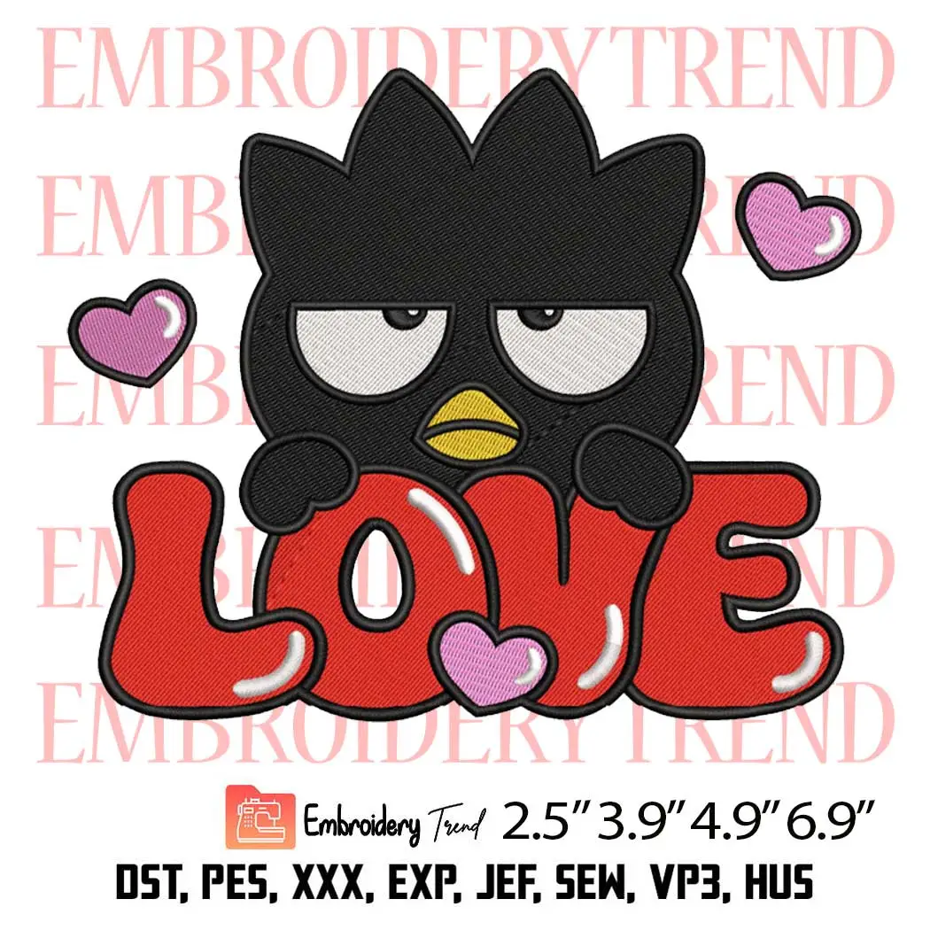 Love Badtz Maru Valentine Embroidery Design, Sanrio Valentines Day Embroidery Digitizing Pes File