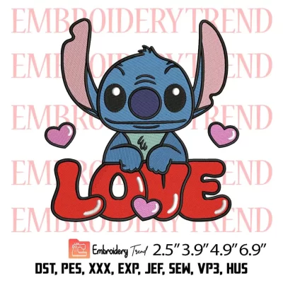 Love Stitch Valentine Embroidery Design, Valentine’s Day Gift Embroidery Digitizing Pes File