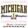2024 Michigan College National Championship Embroidery Design, Football Michigan Wolverines Embroidery Digitizing Pes File