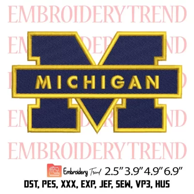 Michigan Wolverines Logo Embroidery Design, NCAA Logo Football Embroidery Digitizing Pes File