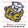 Michigan Wolverines Logo Rose Embroidery Design, Michigan Football Embroidery Digitizing Pes File