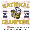 Rose Bowl Game Champs 2024 Embroidery Design, Michigan Wolverines Football Embroidery Digitizing Pes File