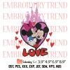 Mickey Kiss Minnie In Heart Embroidery Design, Disney Valentines Embroidery Digitizing Pes File