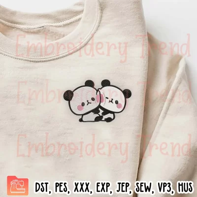 Mochi Mochi Panda Embroidery Design, Cute Panda Embroidery Digitizing Pes File