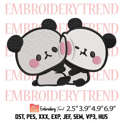 Mochi Mochi Panda Embroidery Design, Cute Panda Embroidery Digitizing Pes File