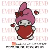 Kuromi with Heart Embroidery Design, Valentine Sanrio Embroidery Digitizing Pes File