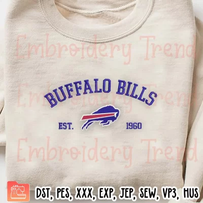 NFL Buffalo Bills Est 1960 Embroidery Design, NFL American Football Embroidery Digitizing Pes File