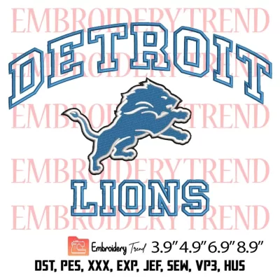NFL Detroit Lions Football Embroidery Design, Sport Team Logo Embroidery Digitizing Pes File
