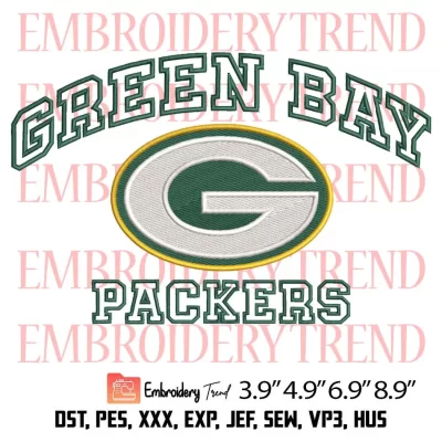 NFL Green Bay Packers Football Embroidery Design, Sport Team Logo Embroidery Digitizing Pes File