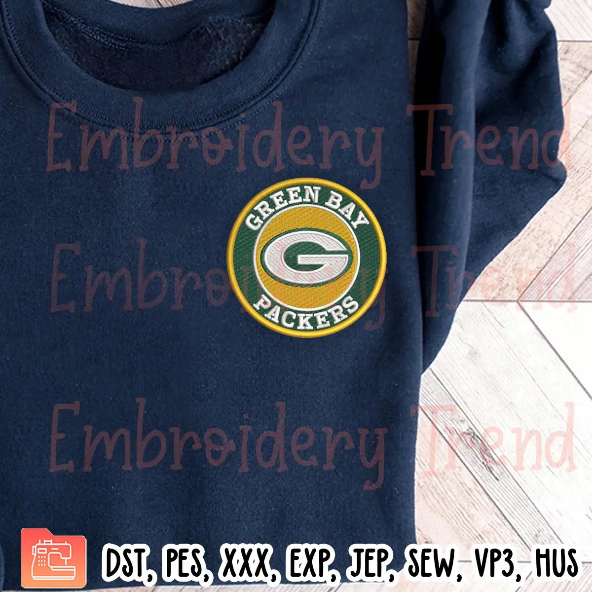 NFL Green Bay Packers Logo Embroidery Design, Football Embroidery Digitizing Pes File