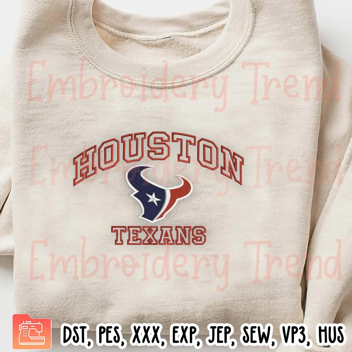 NFL Houston Texans Football Embroidery Design, Houston Texans Logo Embroidery Digitizing Pes File