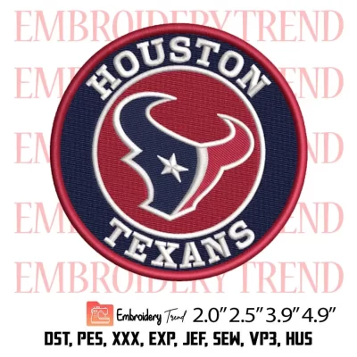 NFL Houston Texans Logo Embroidery Design, NFL Team Football Embroidery Digitizing Pes File