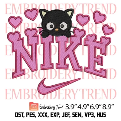 Nike Chococat Hearts Embroidery Design, Sanrio Valentine Embroidery Digitizing Pes File