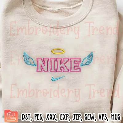 Nike Cupid Wings Embroidery Design, Inspired Logo Nike Embroidery Digitizing Pes File