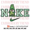 Nike Gnome Holding Horseshoe Embroidery Design, Happy St Patricks Day Embroidery Digitizing Pes File