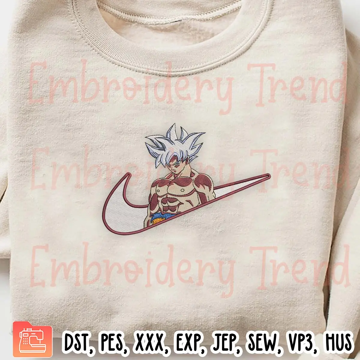 Nike Goku Ultra Instinct Embroidery Design, Anime Embroidery Digitizing Pes File