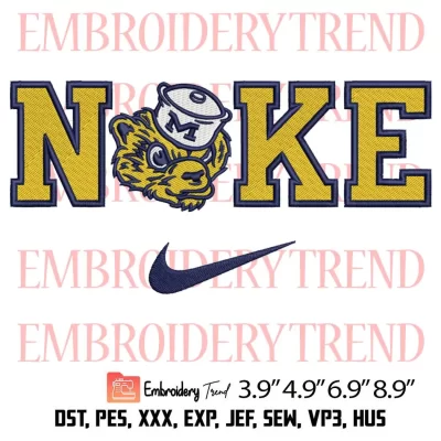 Nike Michigan Wolverines Embroidery Design, Michigan Wolverines Mascot Embroidery Digitizing Pes File