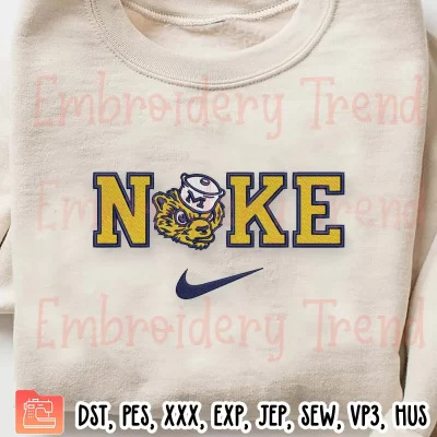 Nike Michigan Wolverines Embroidery Design, Michigan Wolverines Mascot Embroidery Digitizing Pes File
