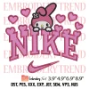 Nike Kuromi Hearts Embroidery Design, Sanrio Valentine Embroidery Digitizing Pes File