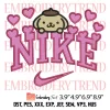 Nike Pochacco Hearts Embroidery Design, Valentine Sanrio Embroidery Digitizing Pes File