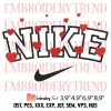 Nike Swoosh Hearts Embroidery Design, Valentine Logo Nike Embroidery Digitizing Pes File
