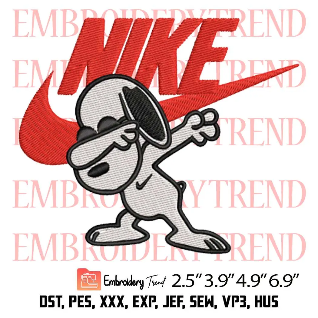 Nike Snoopy Dabbing Embroidery Design, Cartoon Snoopy Embroidery Digitizing Pes File