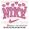 Nike Red Hearts Embroidery Design, Valentine Logo Nike Embroidery Digitizing Pes File