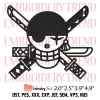 One Piece Luffy Logo Black Embroidery Design, Anime Embroidery Digitizing Pes File