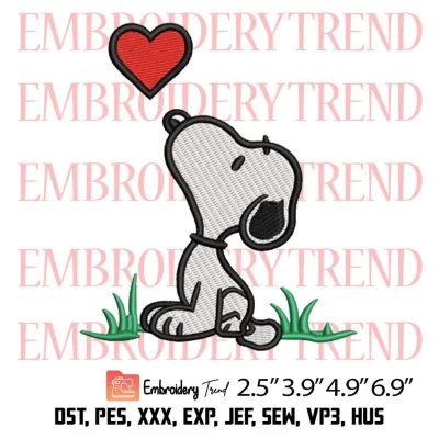 Peanuts Snoopy Heart Valentine Embroidery Design, Cute Valentine Snoopy Embroidery Digitizing Pes File
