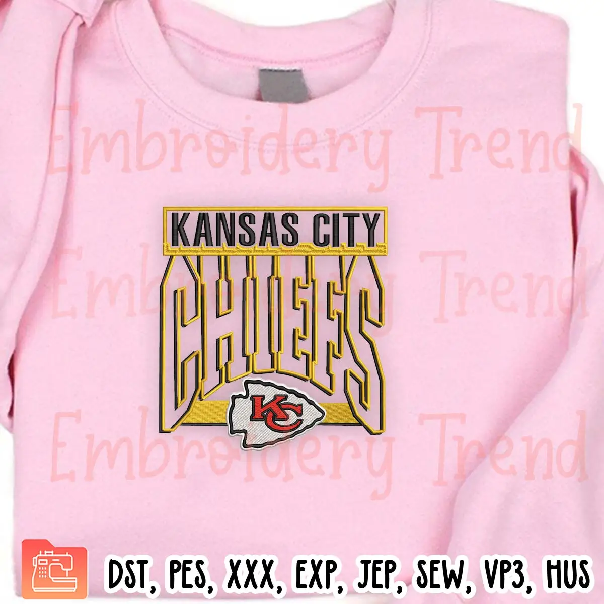 Retro Kansas City Chiefs Football Embroidery Design, Football Gift For Chiefs Fan Embroidery Digitizing Pes File