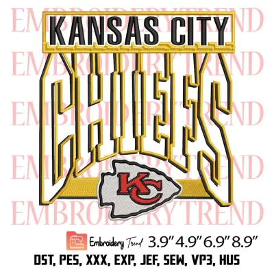 Retro Kansas City Chiefs Football Embroidery Design, Football Gift For Chiefs Fan Embroidery Digitizing Pes File