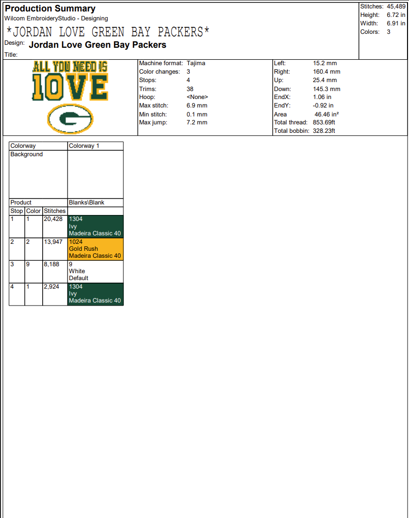 Jordan Love Green Bay Packers Embroidery Design, Sport Logo Embroidery Digitizing Pes File