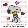 Snoopy with Heart x Nike Embroidery Design, Snoopy Valentines Day Embroidery Digitizing Pes File
