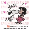 Snoopy Kissing Charlie Brown Embroidery Design, Peanuts Valentine Embroidery Digitizing Pes File